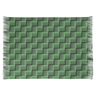 Tapis basketweave rayures vert/noir