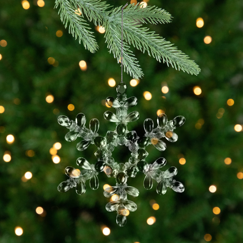 Snowflake Acrylic Christmas Ornaments - 7" - Clear - Set Of 6