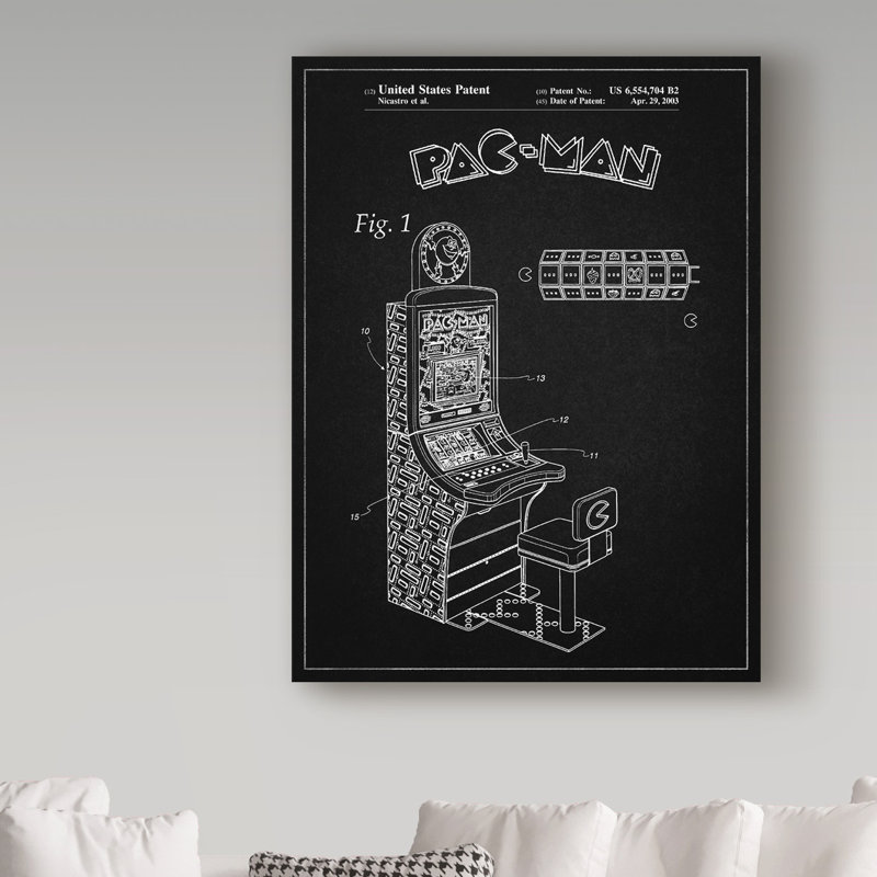 Manilo 'Arcade Machine 1' Drawing Print on Wrapped Canvas, 47" H x 35" W