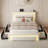 Full Upholstered Platform Bed with Vertical Block Design Headboard, 4 Sliding Storage Drawers，RGB LED Lights & Charging Station, Easy to Assemble, White-1793140884-1793140887