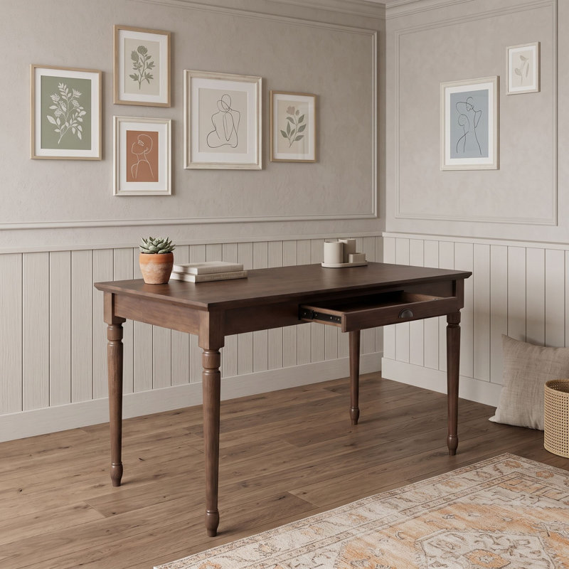 Bureau rustique de style ferme avec tiroir multifonctionnel, Châtaigne