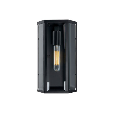 Fusion - Edgeworth Pocket ADA Outdoor Wall Sconce - Matte Black - Clear Glass Shade
