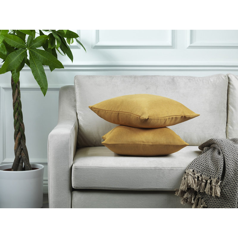 Housses de coussin rectangulaires en lin uni, Jaune moutarde
