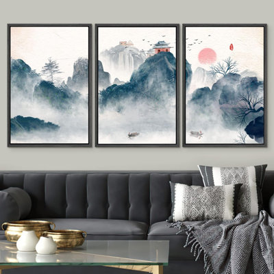 "Abstract Landscape", peinture à l'encre sur toile, 3 pièces