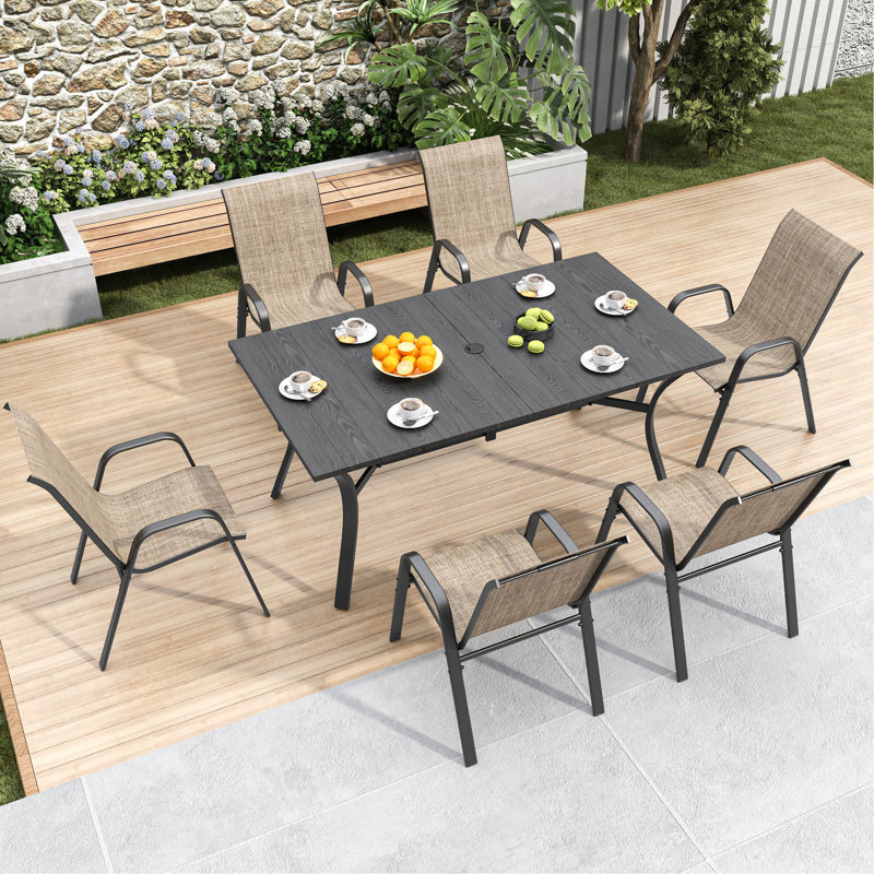 Chaise d'extérieur, jardin, chaise de salle à manger, 6, Brun