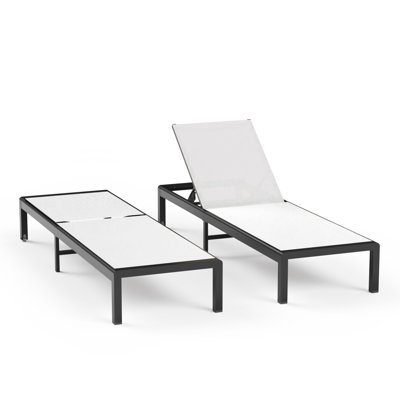 Chaise longue en aluminium pour l'extérieur avec roulettes, fauteuil inclinable réglable à 5 positions et fauteuil de bronzage complet pour terrasse, plage, piscine