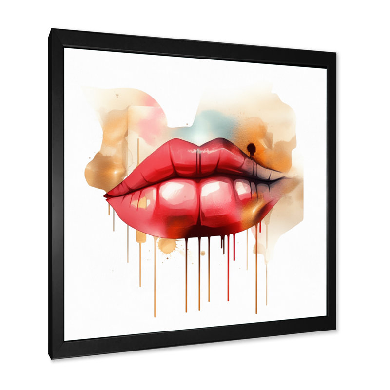 Red Lips of Luxury II sur toile, H 16 po x l 16 po x P 1 po, Cadre photo noir