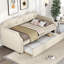 Lit de jour rembourré avec lit gigogne, beige pour lit simple