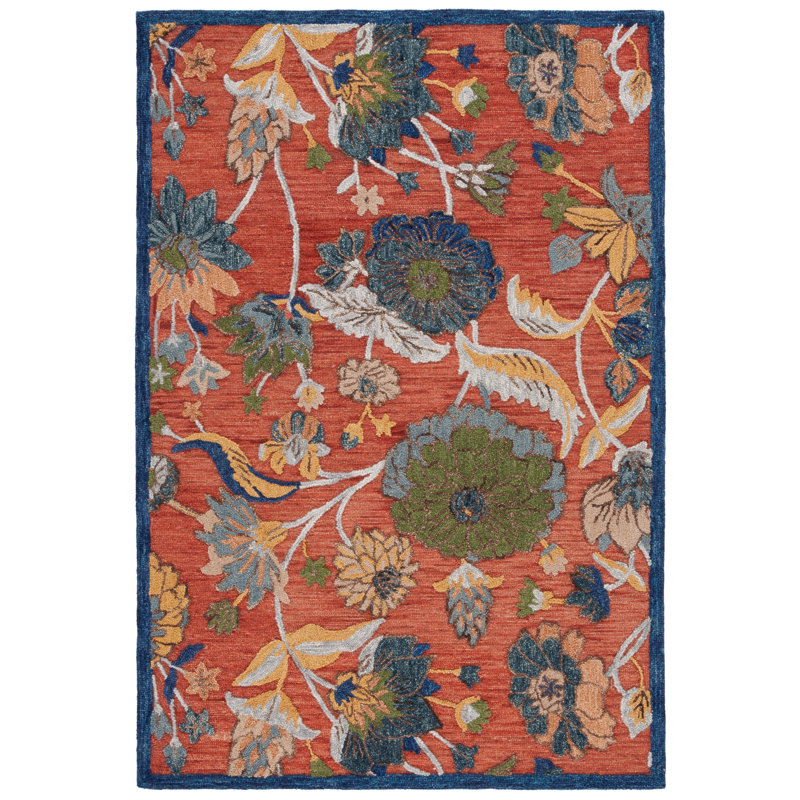 Tapis floral en laine Daundra, Rectangle 4 pi x 6 pi