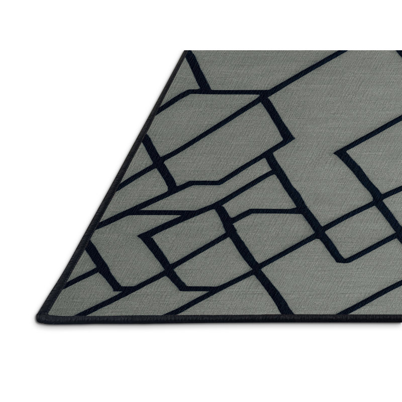 Tapis gris en treillis lavable à la machine, Rectangulaire 2 pi x 3 pi