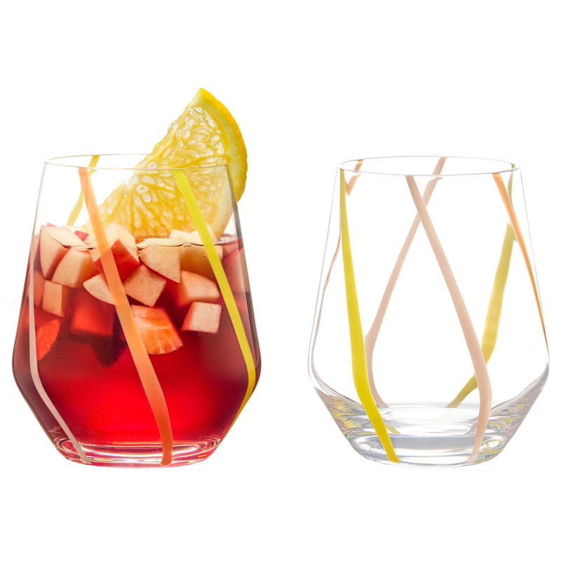 Rio 450ml Handmade Highball Glass Set, Yellow