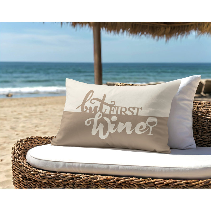 Davey Outdoor Reversible Throw Pillow, 18"H x 25"W, Beige