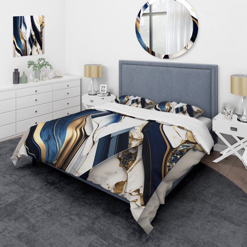 Ensemble de housse de couette en géométrie abstraite géométrique, Housse de couette pour grand lit et 2 taies décor