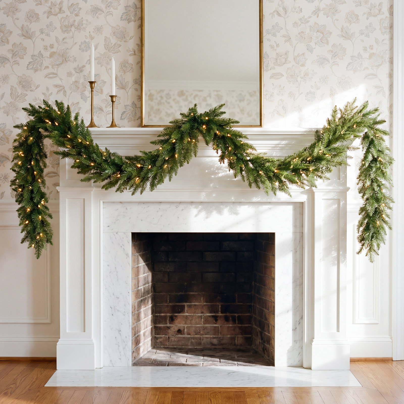 108'' in. Lighted Faux Fir Garland