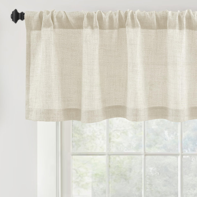 Cantonnières en lin texturé Chesham, L 52 po x L 18 po, Beige
