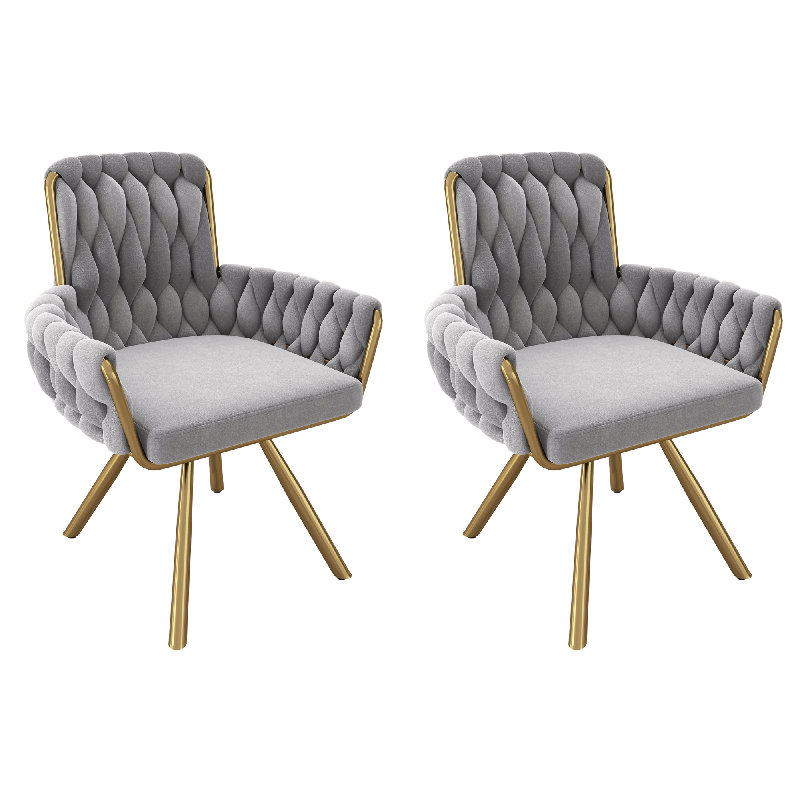 Velvet Upholstered Armchair in Grey