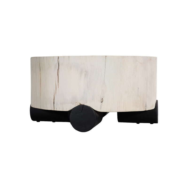 Table basse Core, base noire, plateau blanchi