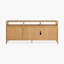 Buffet 3 tiroirs et tablettes réglables avec armoire de rangement ouverte Kaela