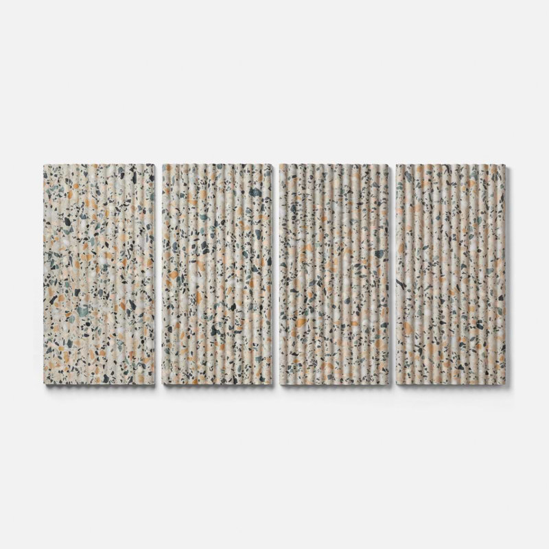 Terrazzo Italy Fluted Honed Terrazzo Tile, Cava Terra Beige