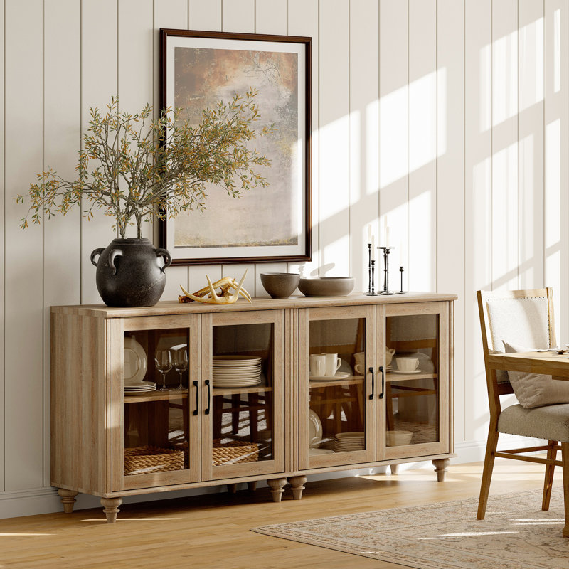 Nayana Unfinished TV Stand for TVs up to 75", Oak