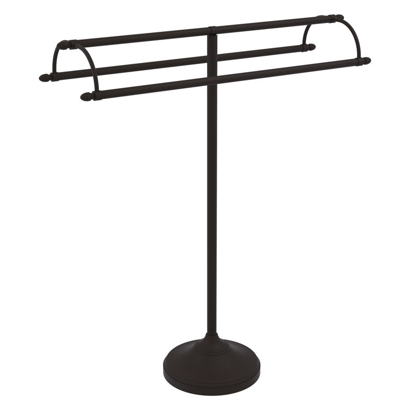 Porte-serviettes sur pied à double accoudoirs, Bronze huilé