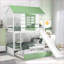 Double sur simple pin massif & amp; Lit superposé en MDF avec glissière convertible Lit gigogne - Blanc / Vert