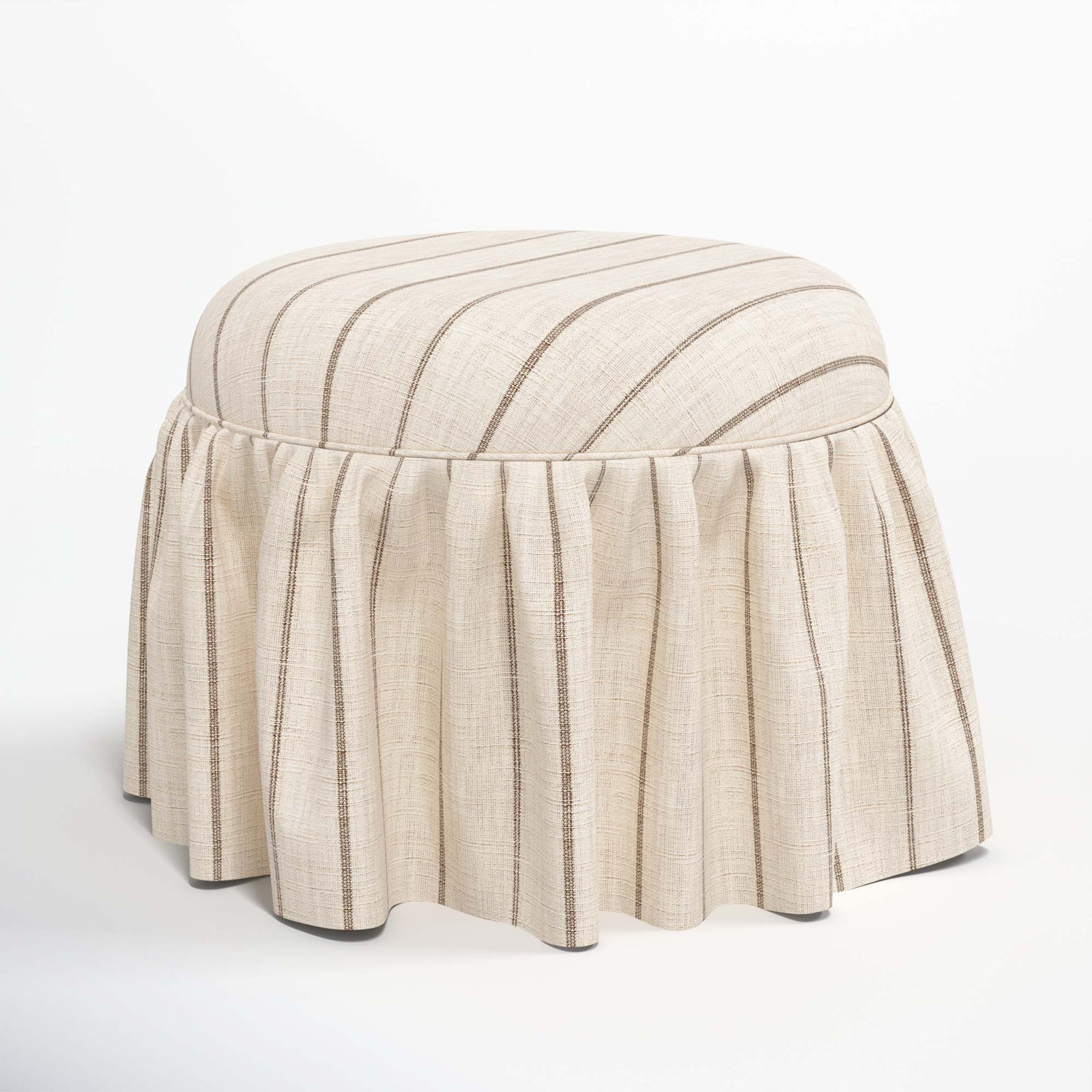Jebb Upholstered Ottoman, Fritz Charcoal Stripe