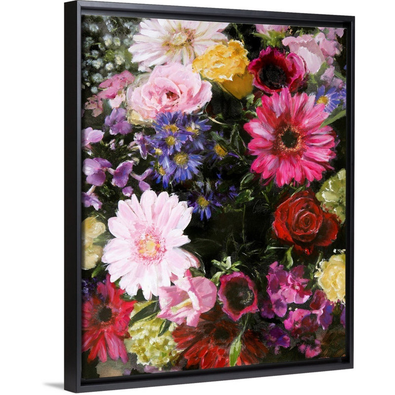 Fleur foncée - reproduction d'art, H 16 po x l 13 po x P 1,75 po, Toile avec cadre noir