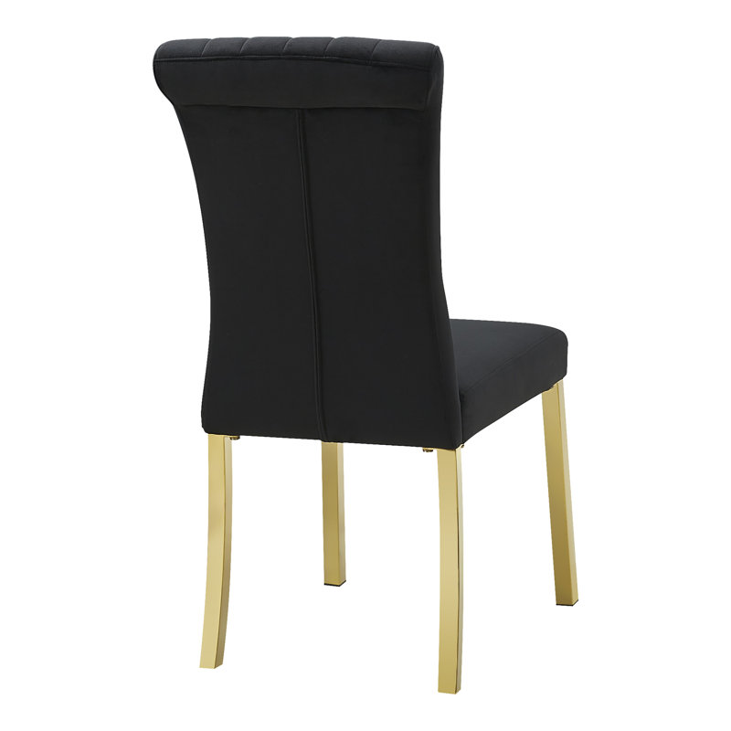 Chaises d'appoint rembourrées Stellas, Noir, Doré