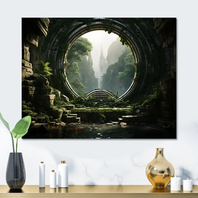 Portail surréaliste galaxie paysage VI - surréalisme, art mural en métal