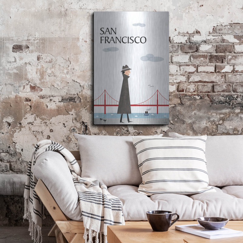 «San Francisco» par Tomas Design, art mural en métal, H 16 po x l 12 po