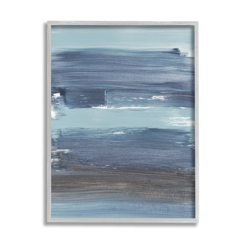 Océan bleu foncé vagues mouvements nautiques - peinture, H 20 po x l 16 po x P 1,5 po, Estampe numérique Farmhouse