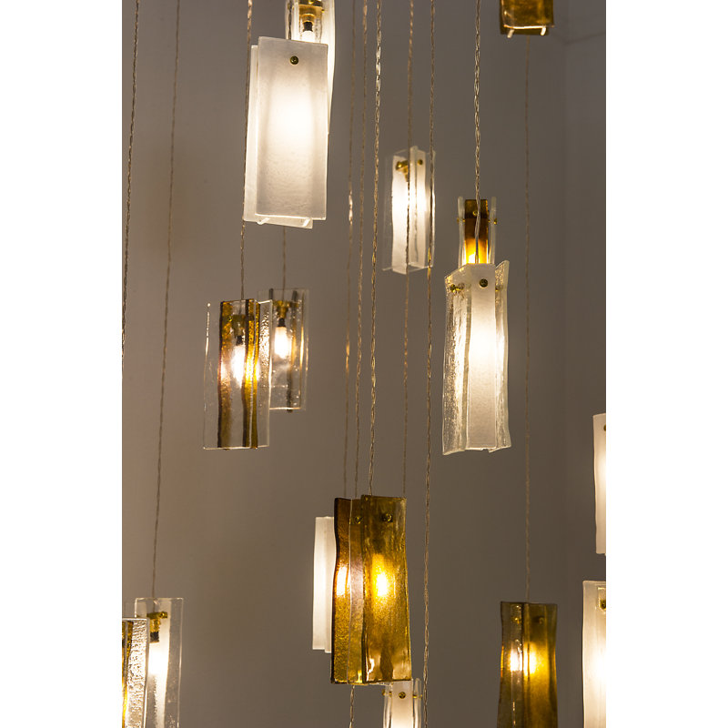 13 - Light Cluster Pendant, 48" H x 30" W x 12" D, Amber, 19