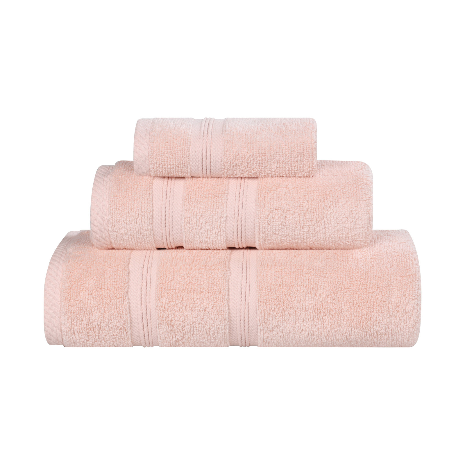 3-Piece Cotton Bath Towel Set, Peach