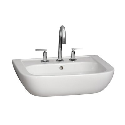 Caroline 450 White Vitreous China Rectangular Wall Mount Bathroom Sink with Overflow -  Barclay, 4-2008WH