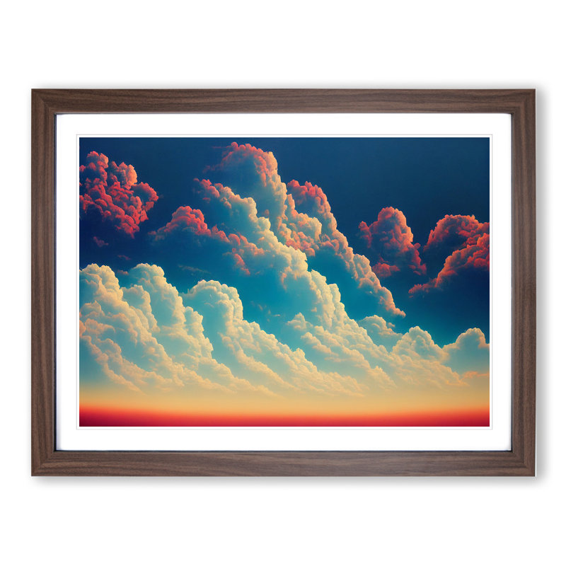 Gracious Clouds - Single Picture Frame Print, 46cm H x 64cm W x 2cm D, Walnut Framed