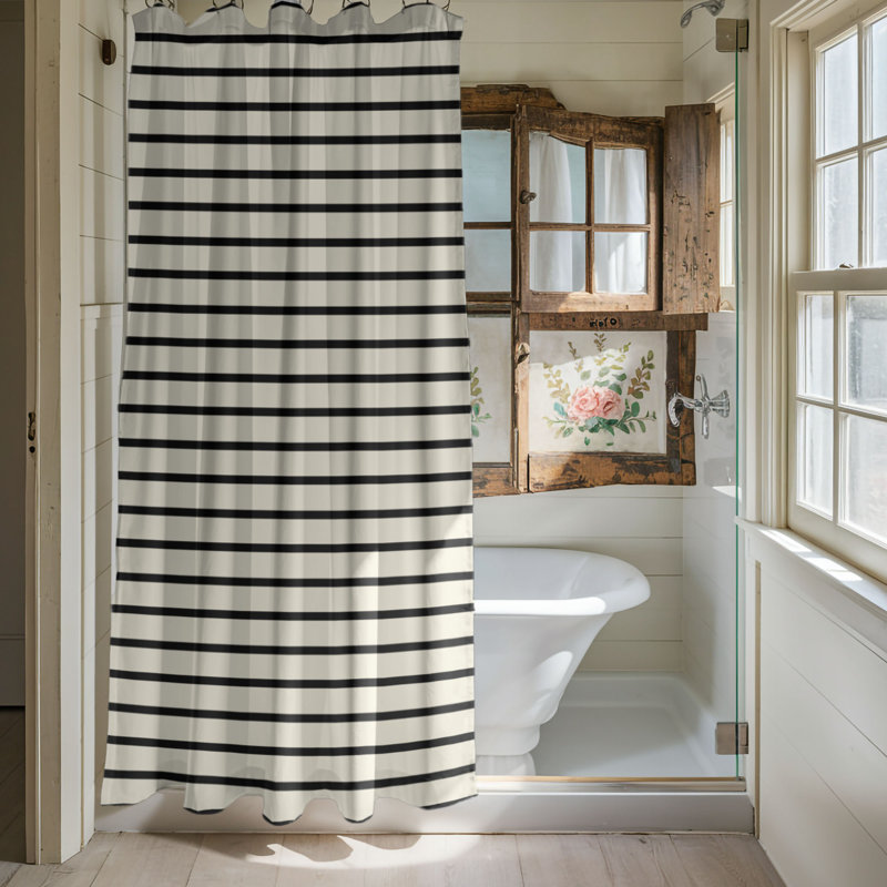 Cream Lines - Premium Shower Curtain, 74"H x 71"W