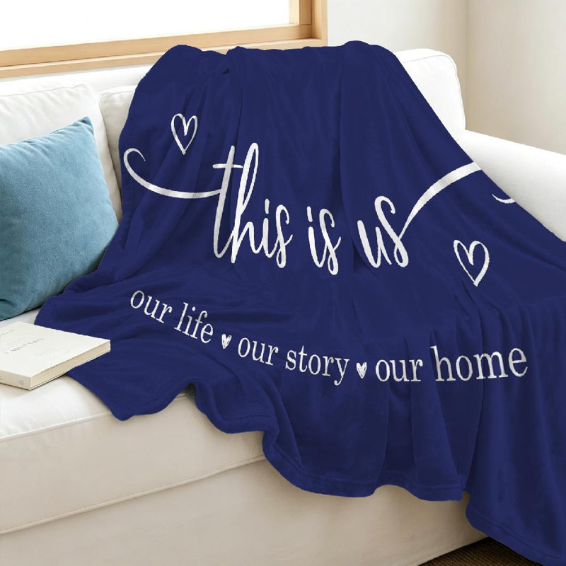 Jeté polaire bleu en flanelle douce, imprimé recto Story Home, Jeté 40 po x 50 po