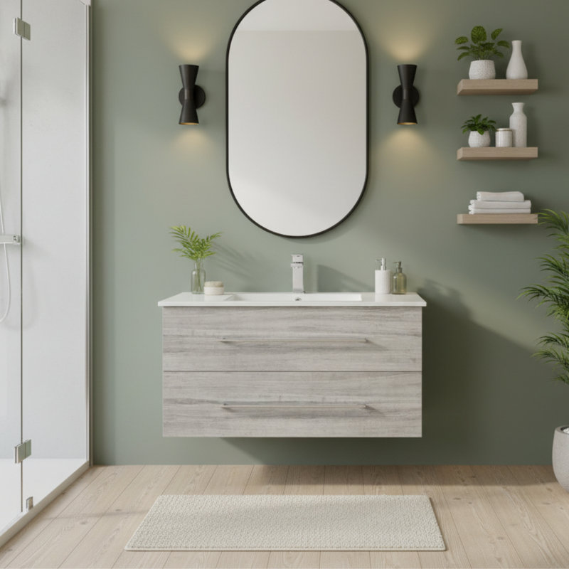Kato 36" Single Sink Bathroom Vanity with Cultured Marble Top, Gray