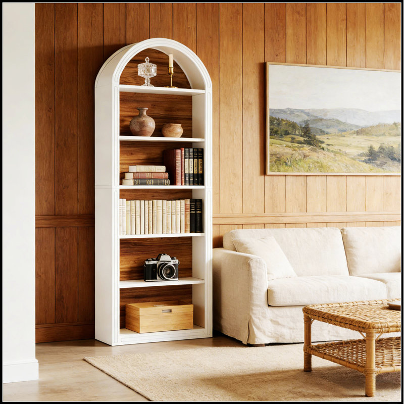 Élégante étagère de rangement à 6 niveaux avec arche, parfaite pour un décor moderne et fonctionnel