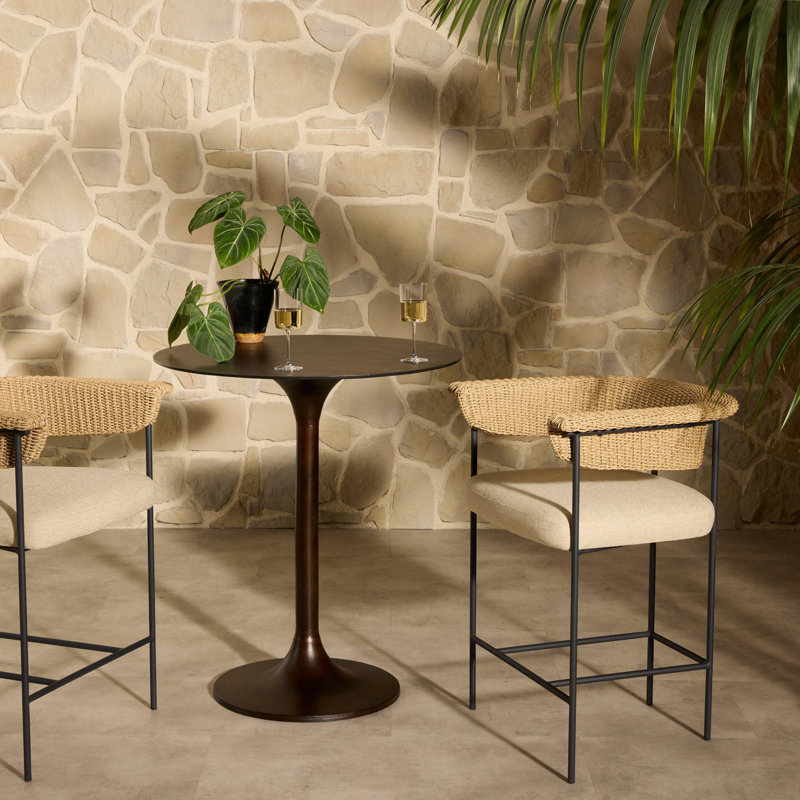Carrie Outdoor Bar Stool, Beige, 26", Brown