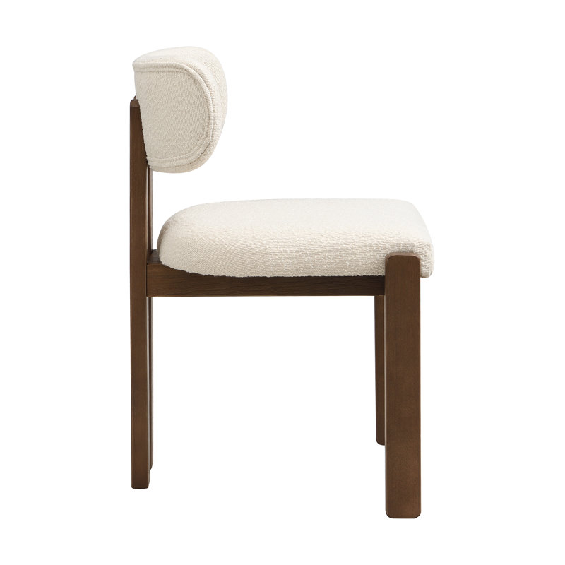 Boucle Upholstered Side Chair in Beige, 2, Brown