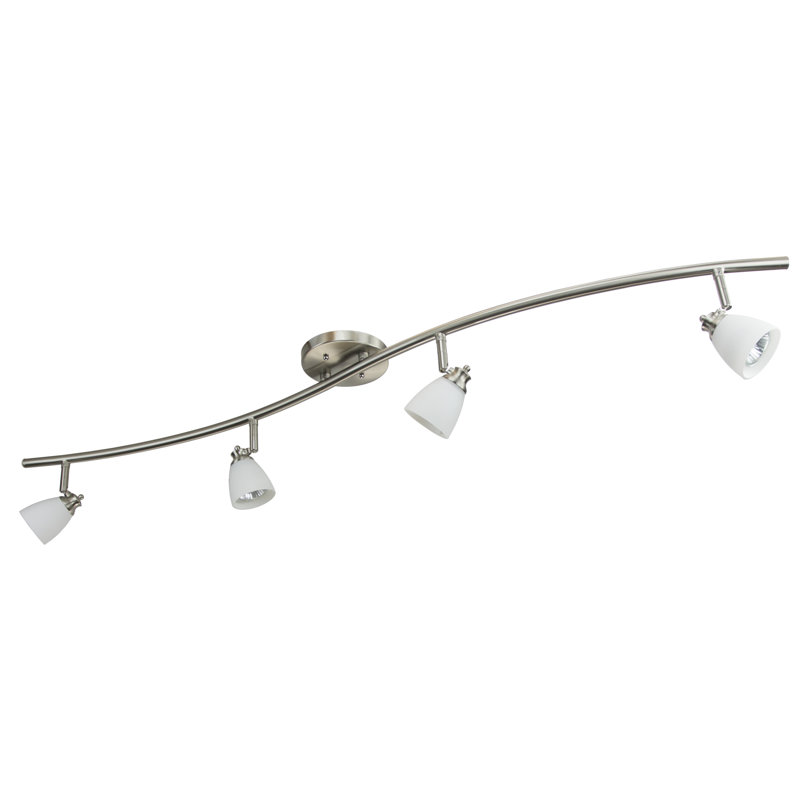 48 in. 4 -Light Fixed Track Kit with and, White, Brushed Steel