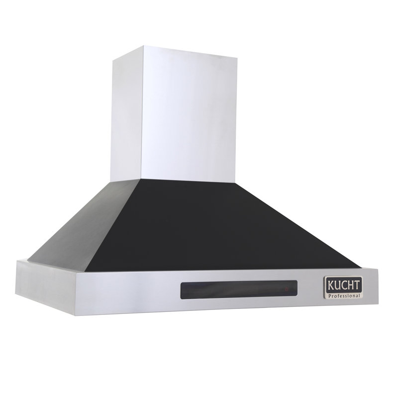 KUCHT Professional 36 in. Wall Mounted Range Hood 900CFM in Black, Black, 28.75" H x 35.5" W x 22" D