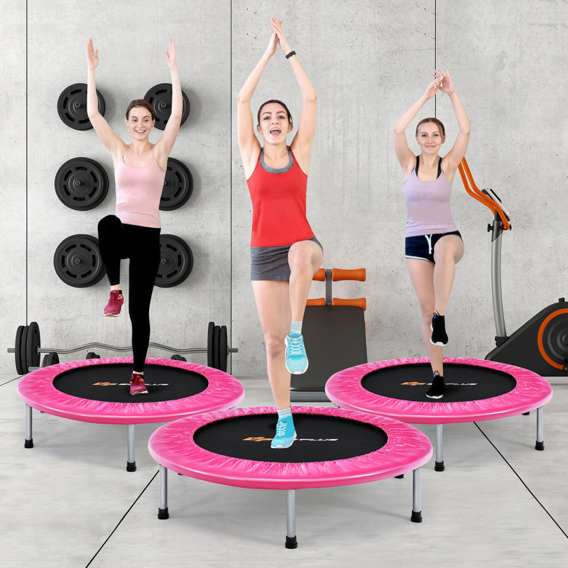 Trampoline de cour arrière de 3,17 pi avec enceinte sécuritaire Costway, Rose