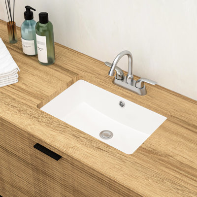 18"X12" Ceramic Bathroom Sink Undermount With Overflow - Sleek Design, Low Water Absorption For Outdoor Rectangular Elegant Smooth Surface Home