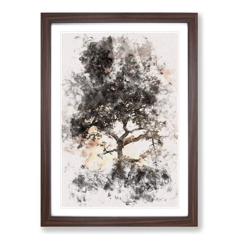 Leopard Siesta - Picture Frame Painting Print, 33cm H x 24cm W x 2cm D, Walnut Framed