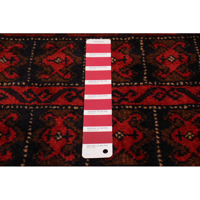 Tapis rouge en laine des années 1990 de 4 pi 1 po x 9 pi 3 po Zaviar