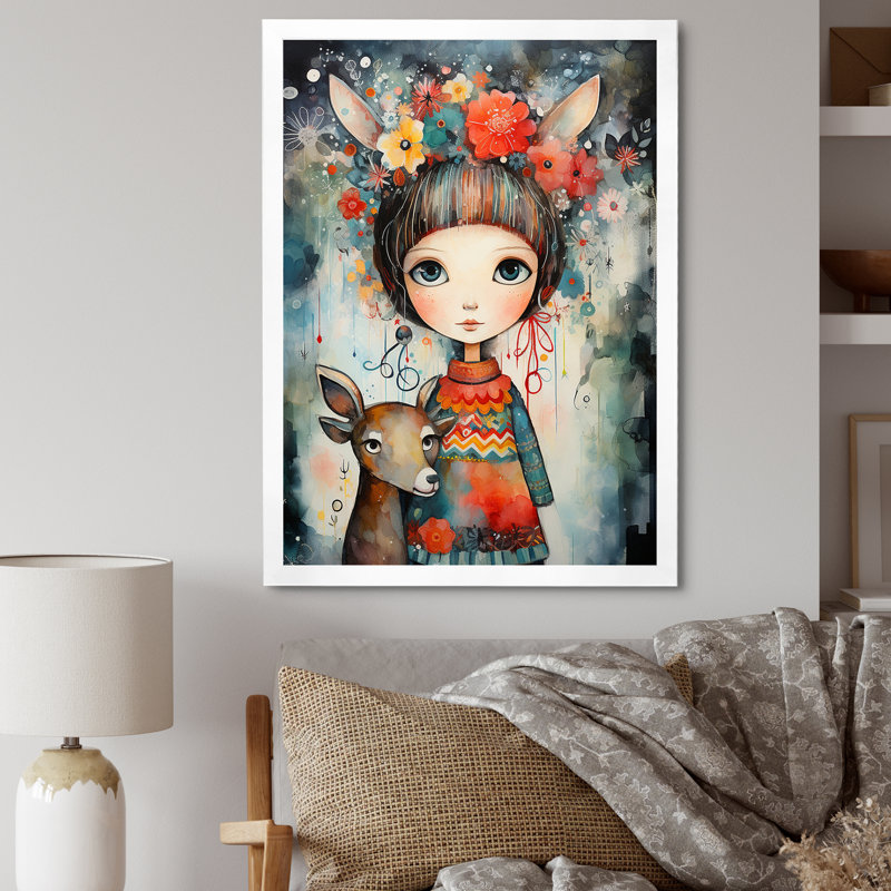 Mignon décorations de Noël pour enfants II - Art mural, H 44 po x l 34 po x P 1,5 po, Cadre simple blanc