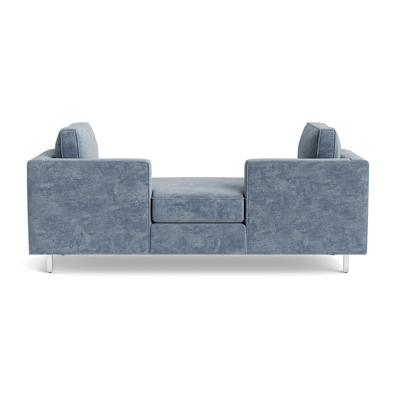 Salon de chasse au fini métallique, Vintage Chenille - Smoky Blue, Polished Stainless Steel